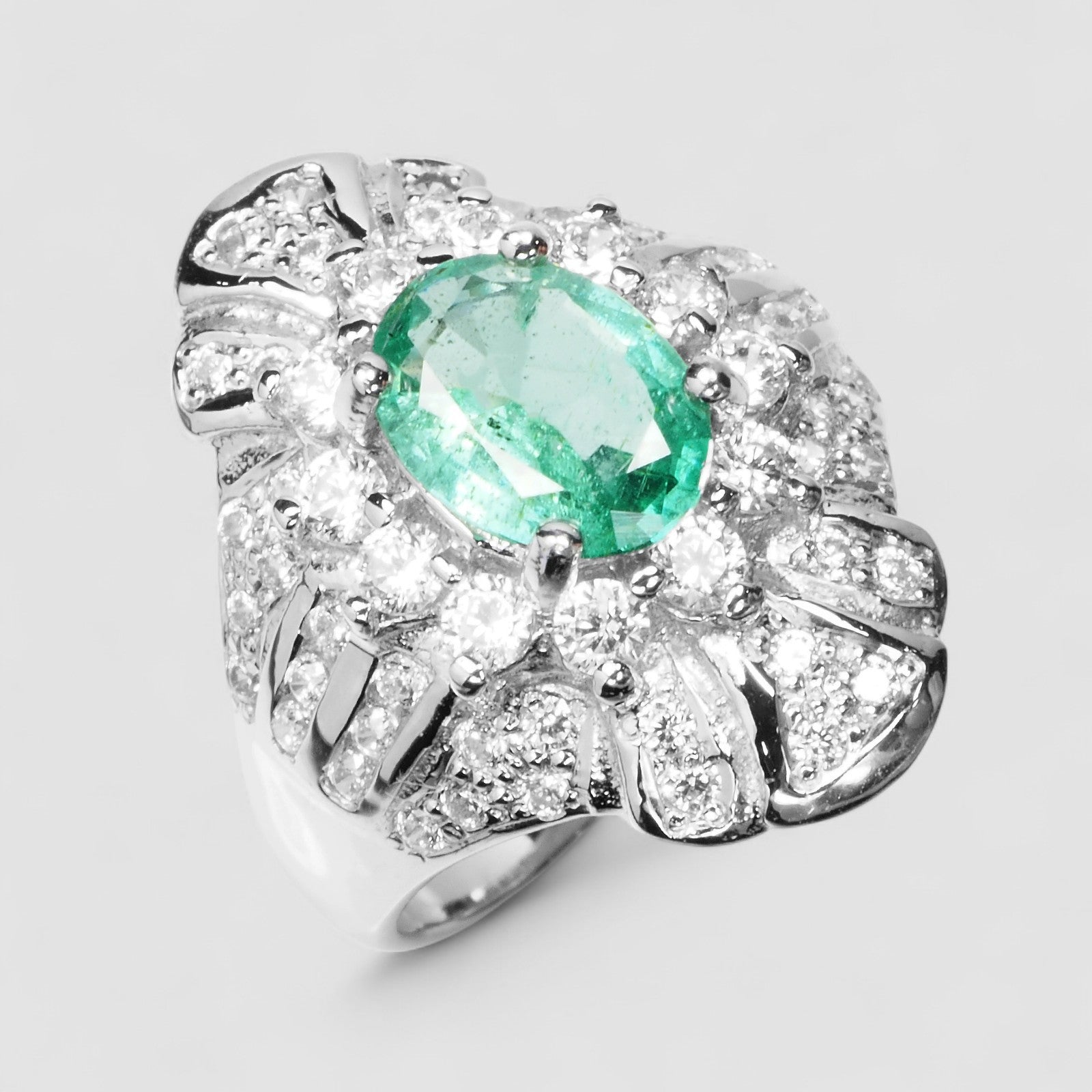 NEON GREEN EMERALD FINE JEWELRY RING