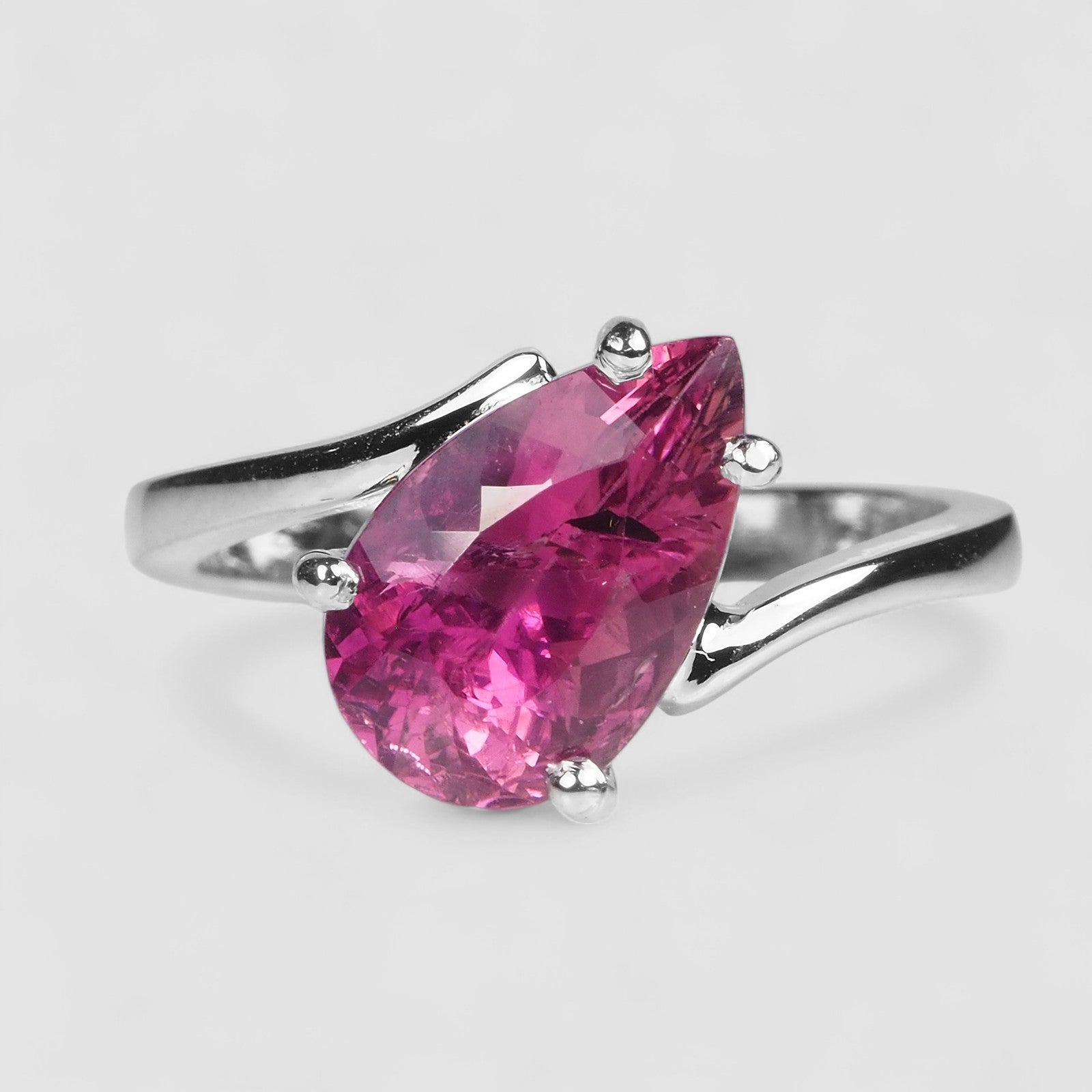 925 STERLING SILVER WHITE GOLD RINGS PINK TOURMALINE