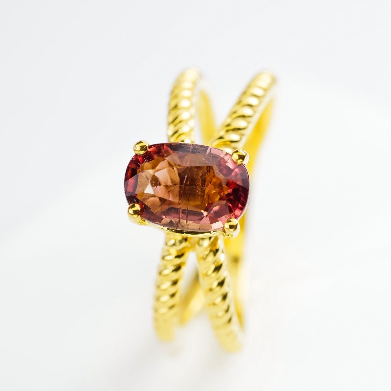 925 STERLING SILVER WHITE GOLD PLATED RINGS PINK TOURMALINE