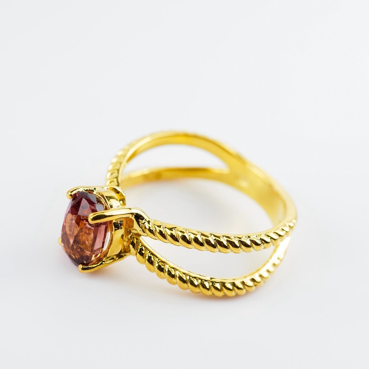 925 STERLING SILVER WHITE GOLD PLATED RINGS PINK TOURMALINE