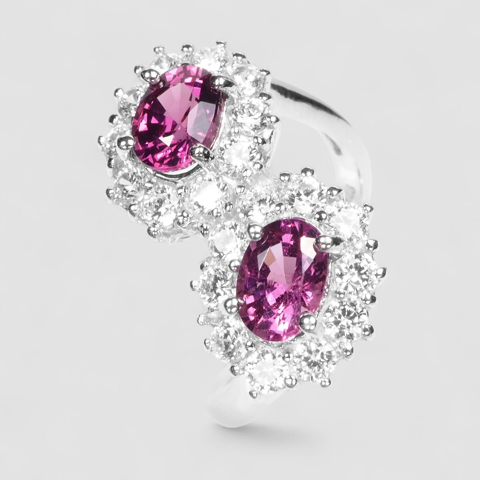 DOUBLE STONE FINE JEWELRY RING PURPLE RHODOLITE