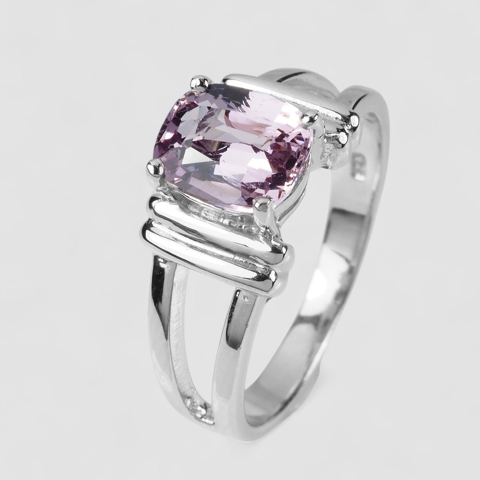 925 STERLING SILVER STANDARD BAND RING PURPLE SPINEL