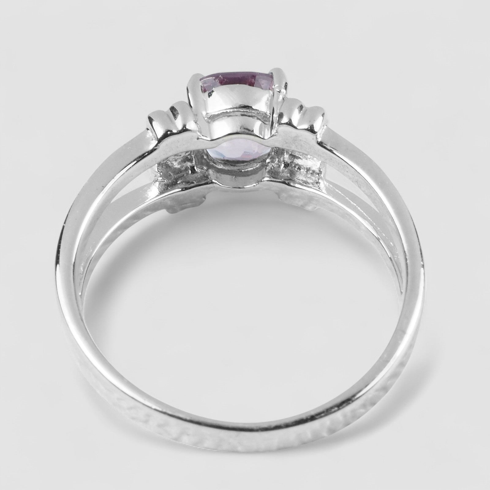 925 STERLING SILVER STANDARD BAND RING PURPLE SPINEL