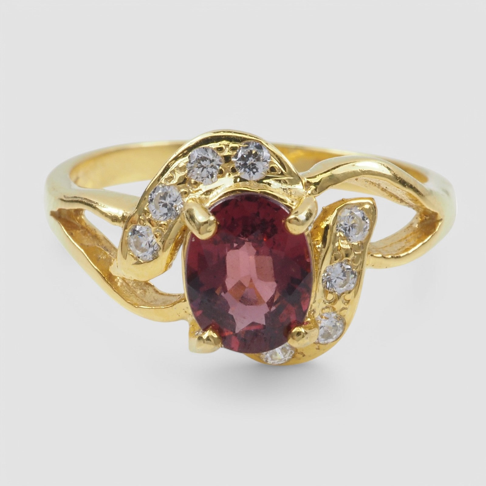 RED SPINEL 925 STERLING SILVER 24K GOLD PLATED FINE RING