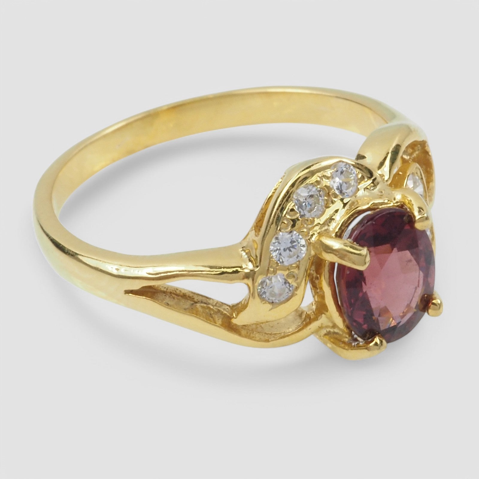 RED SPINEL 925 STERLING SILVER 24K GOLD PLATED FINE RING