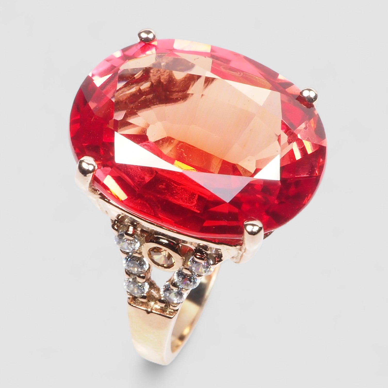 925 STERLING SILVER HANDMADE RING ORANGE SAPPHIRE