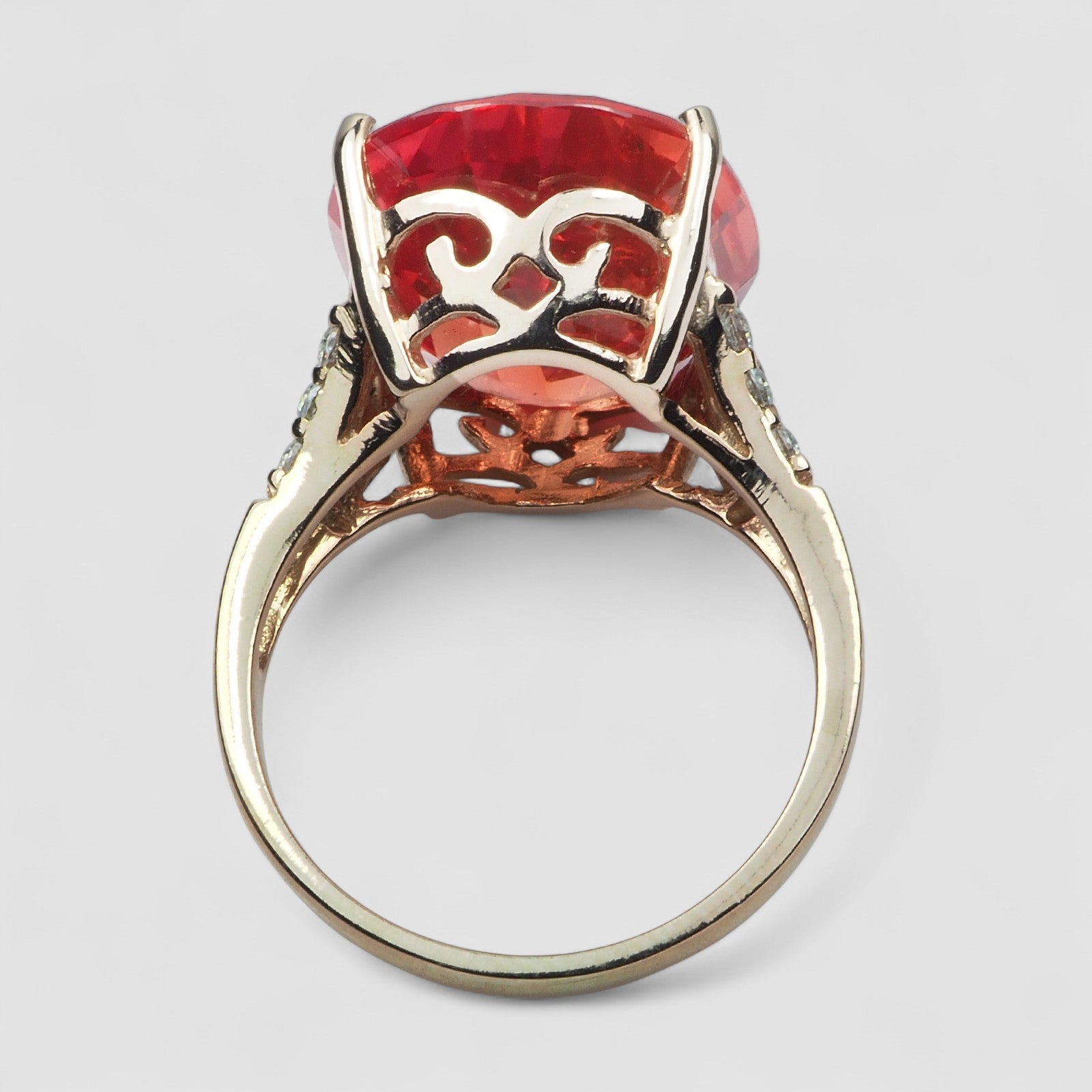 925 STERLING SILVER HANDMADE RING ORANGE SAPPHIRE