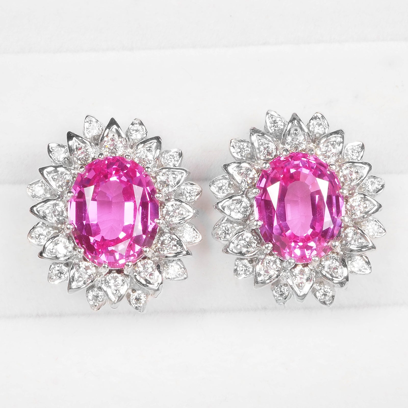 FLOWER PINK SAPPHIRE 925 STERLING SILVER HANDMADE EARRINGS