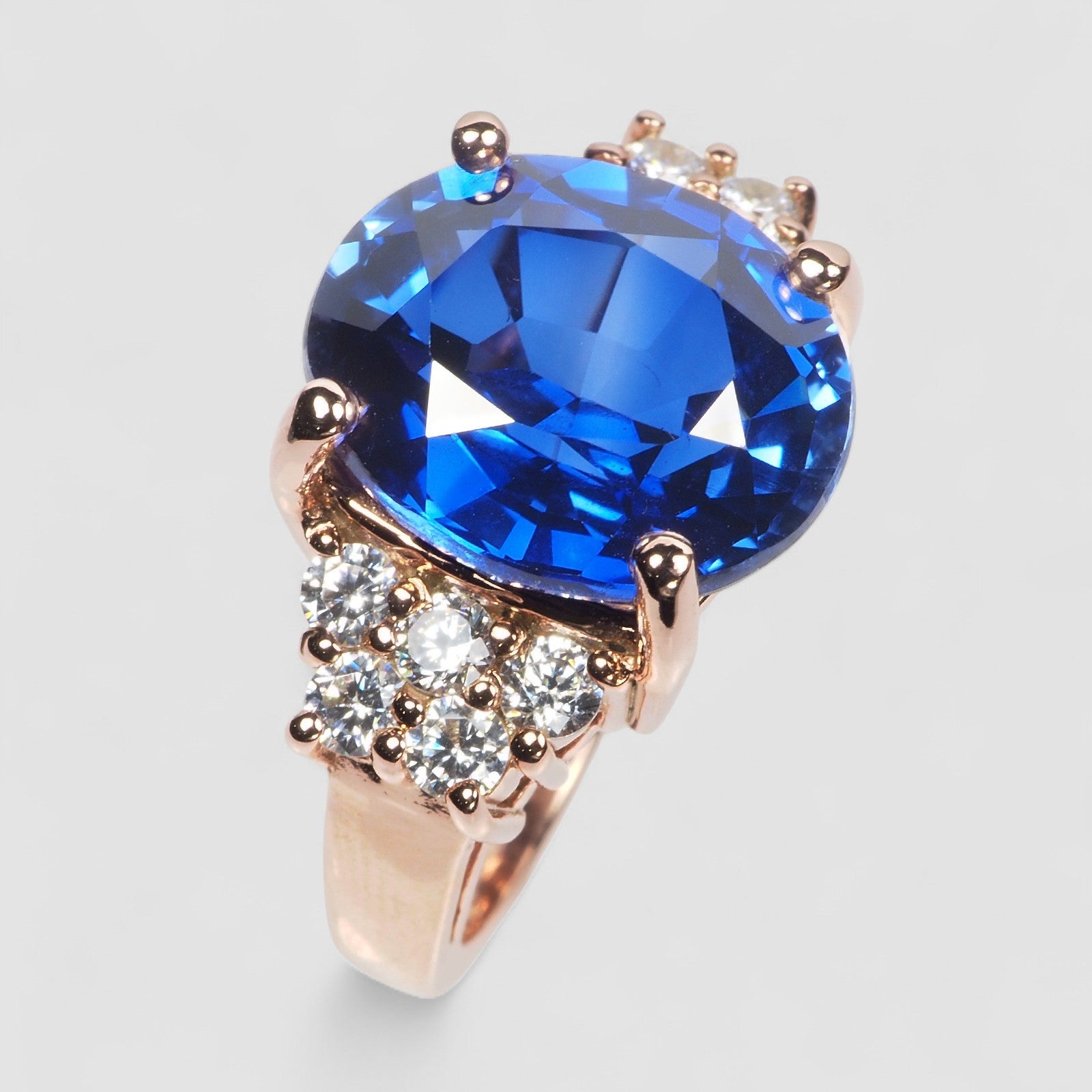 WHITE GOLD RING 925 STERLING SILVER BLUE SAPPHIRE
