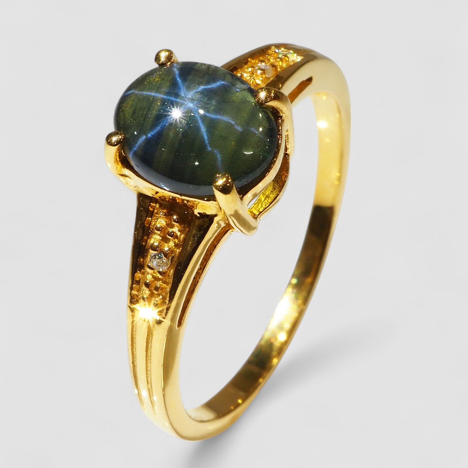 Luxurious Blue Star Sapphire 925 Sterling Silver Ring, Simple Everyday Ring, Free Resizing