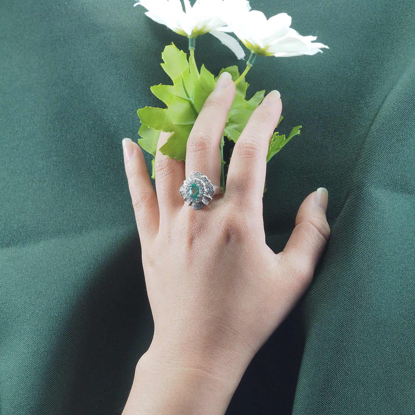 Green Emerald 925 Sterling Silver Ring