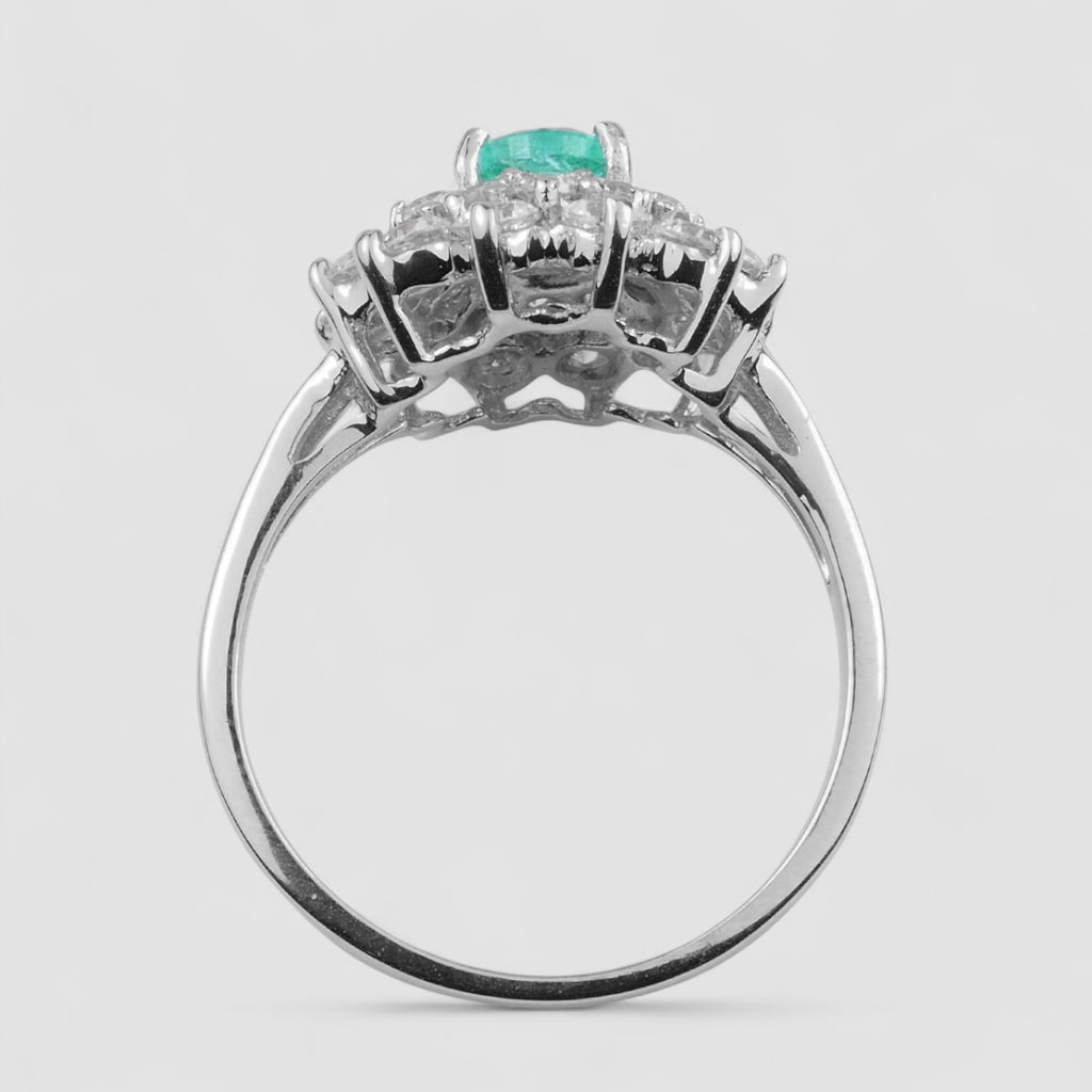 GREEN EMERALD 925 STERLING SILVER HANDMADE JEWELRY RING