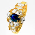 24K Gold 925 Sterling Silver Ring Rare Blue Sapphire