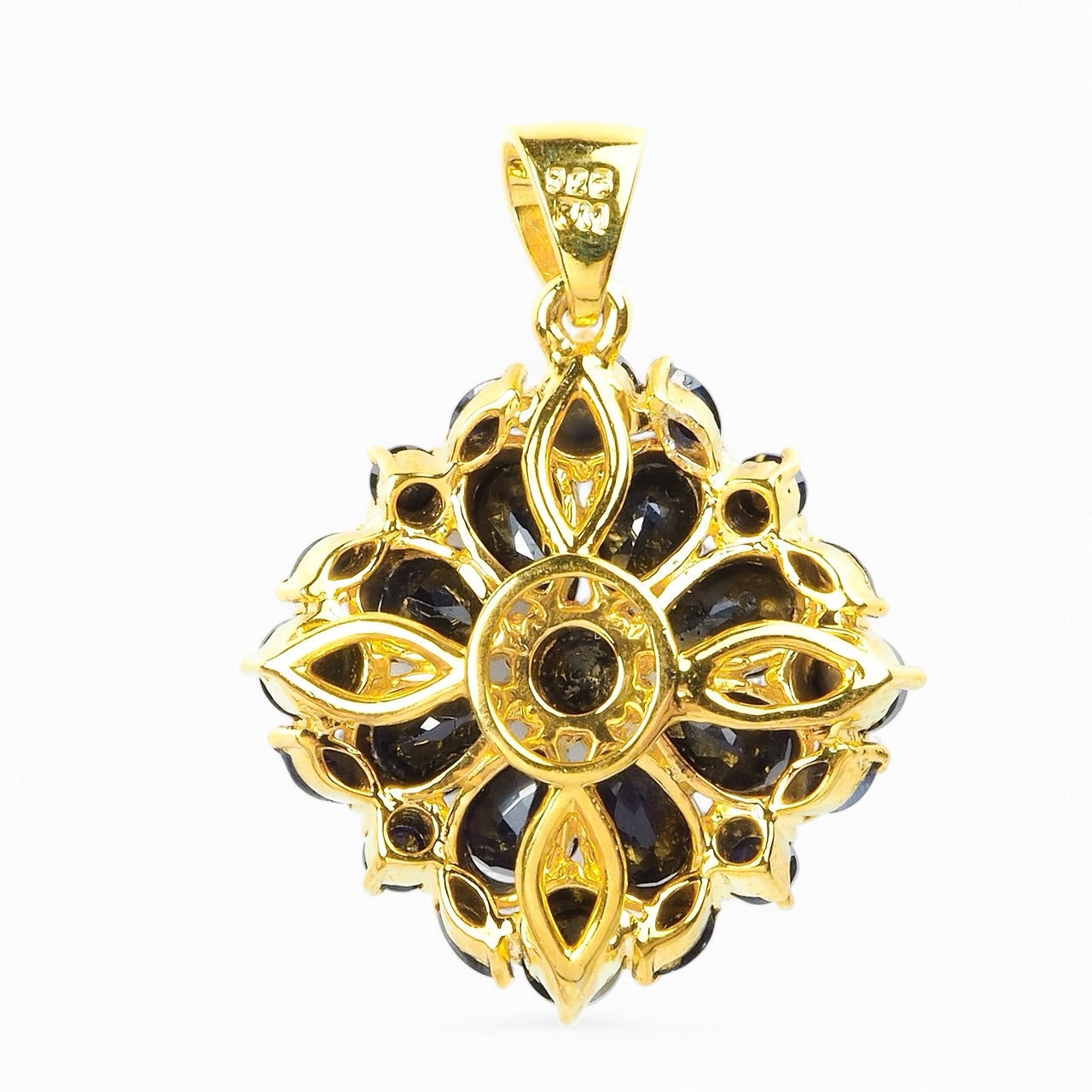 Blue Sapphire 925 Sterling Silver 24k Gold Pendants, Trendy Everyday Pendants