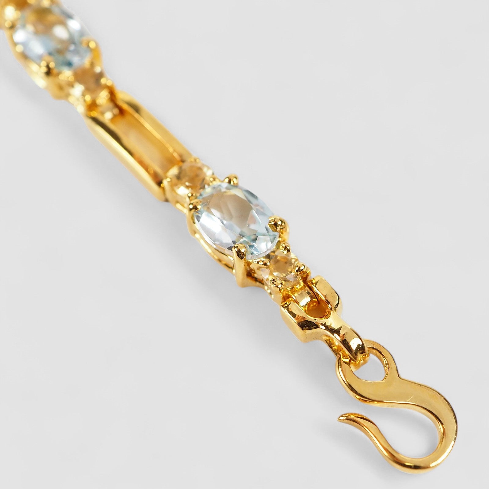 Blue Aquamarine 925 Sterling Silver 24K Gold Bracelets, Dainty Minimalist Everyday Bracelets