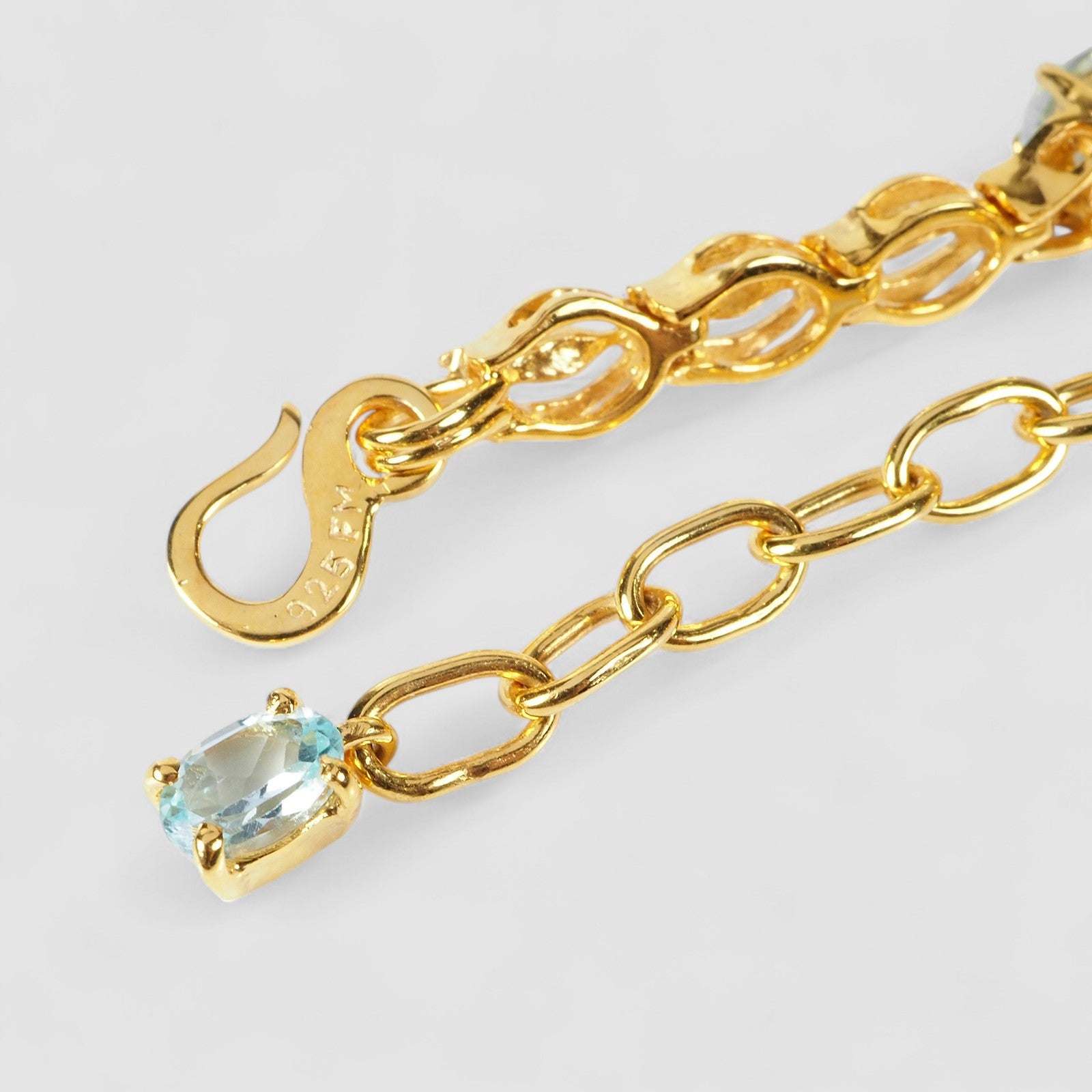 Blue Aquamarine 925 Sterling Silver 24k Gold Bracelets, Natural Gemstone, Minimalist Bracelets
