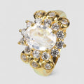 WHITE ZIRCON 925 STERLING SILVER 24K GOLD PLATED RING