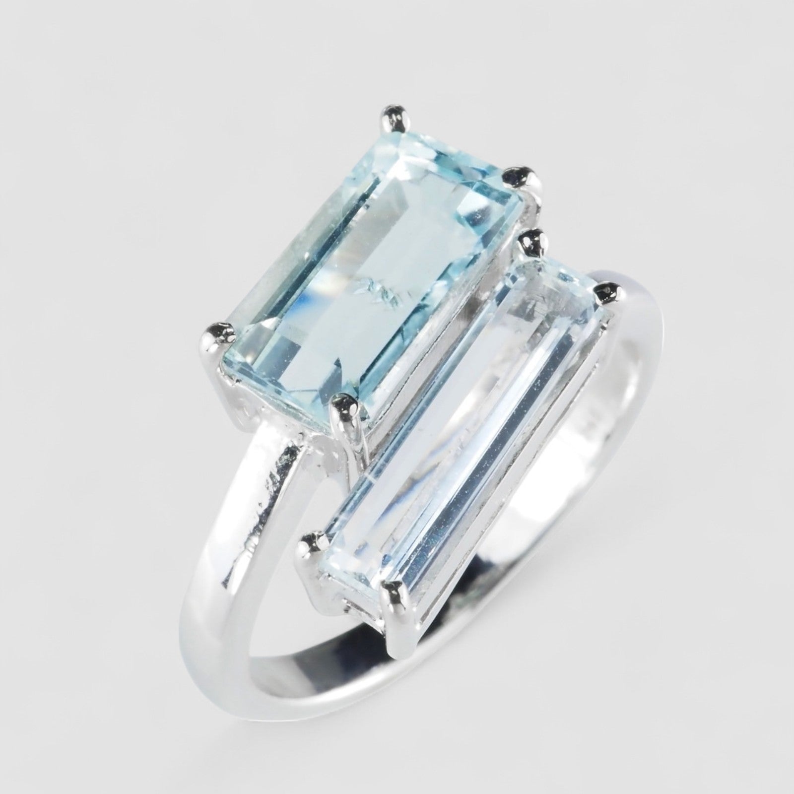 Blue Aquamarine 925 Sterling Silver Ring