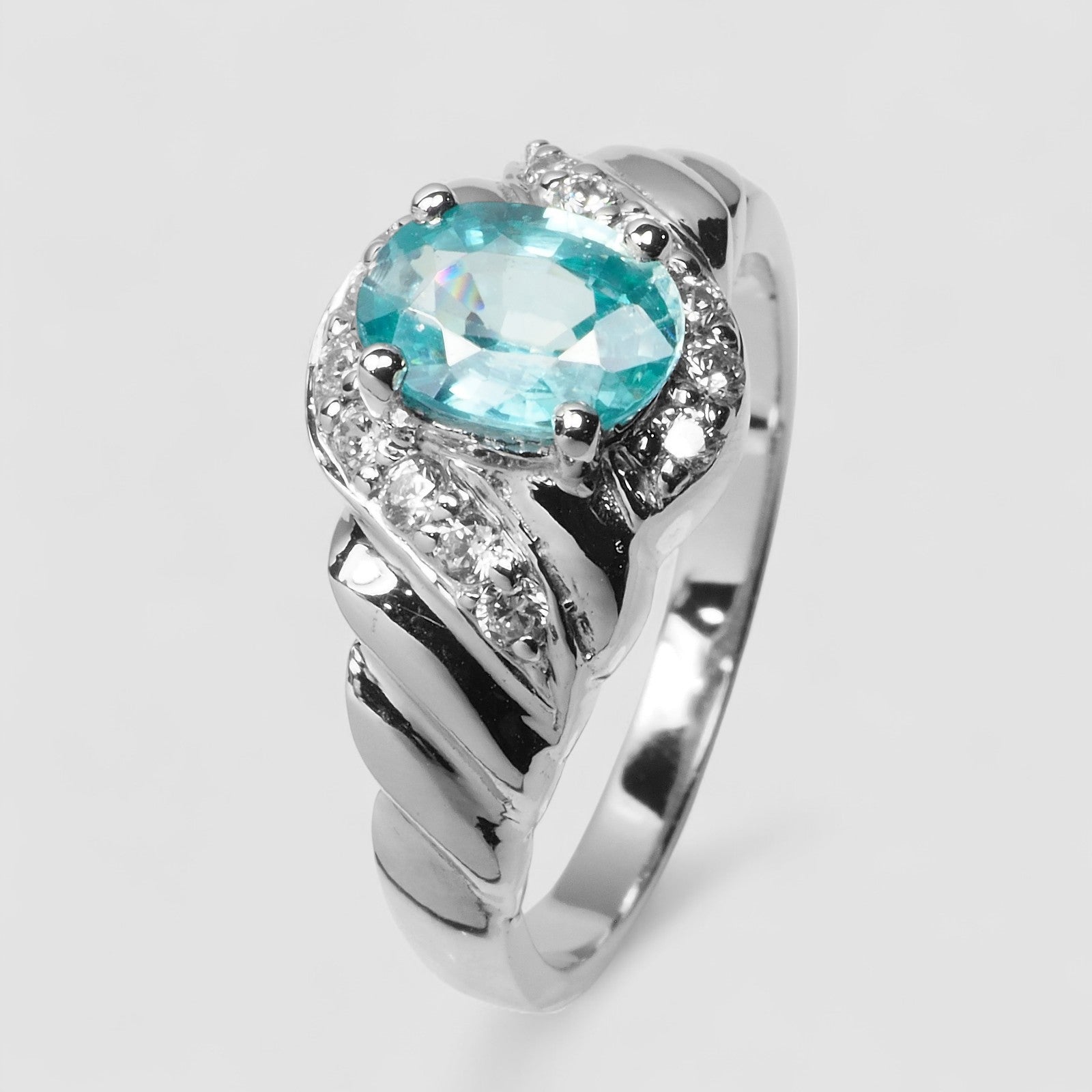 Neon Blue Zircon 925 Sterling Silver Ring