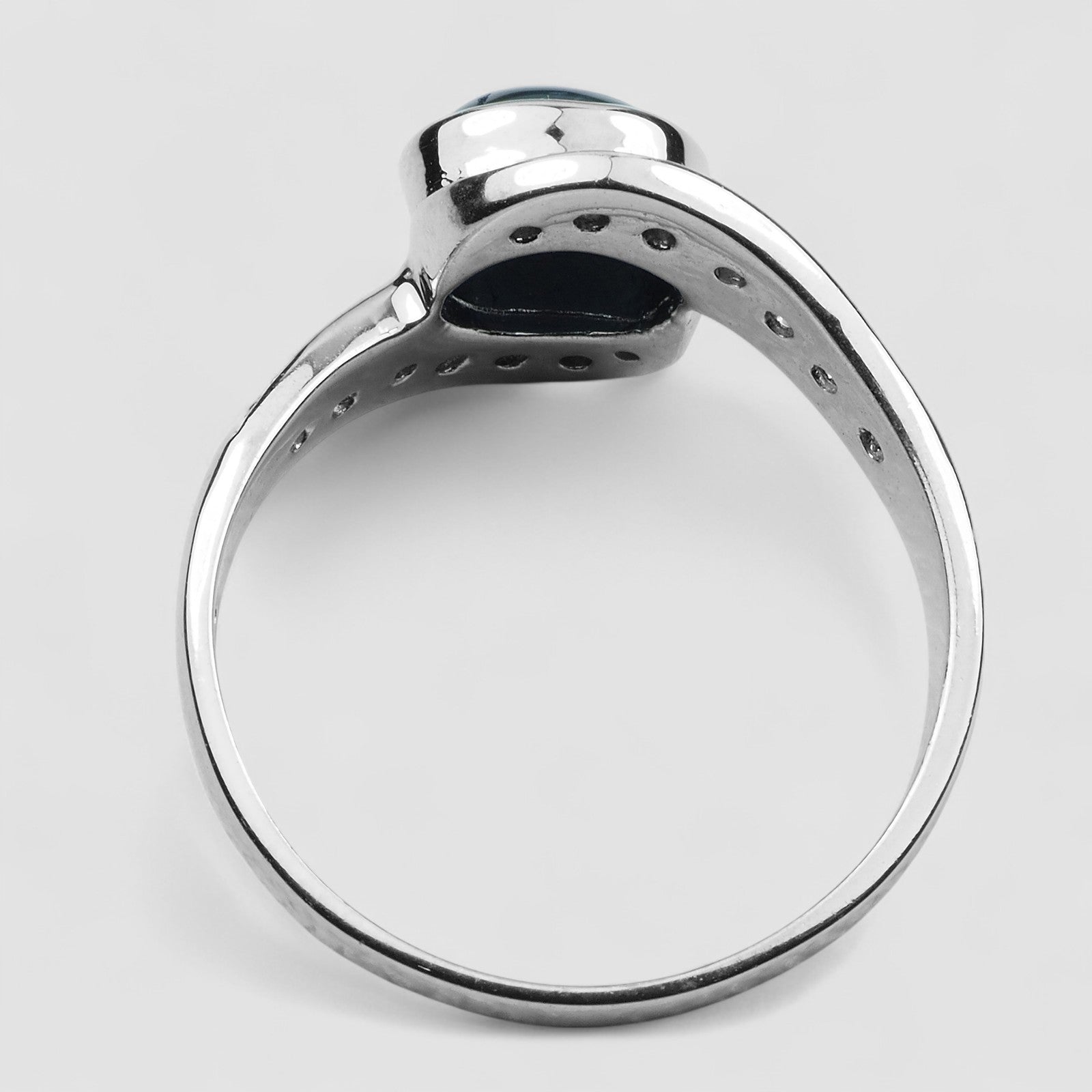 Blue Star Sapphire 925 Sterling Silver White Gold Ring , Affordable Natural Gemstone, Everyday Ring