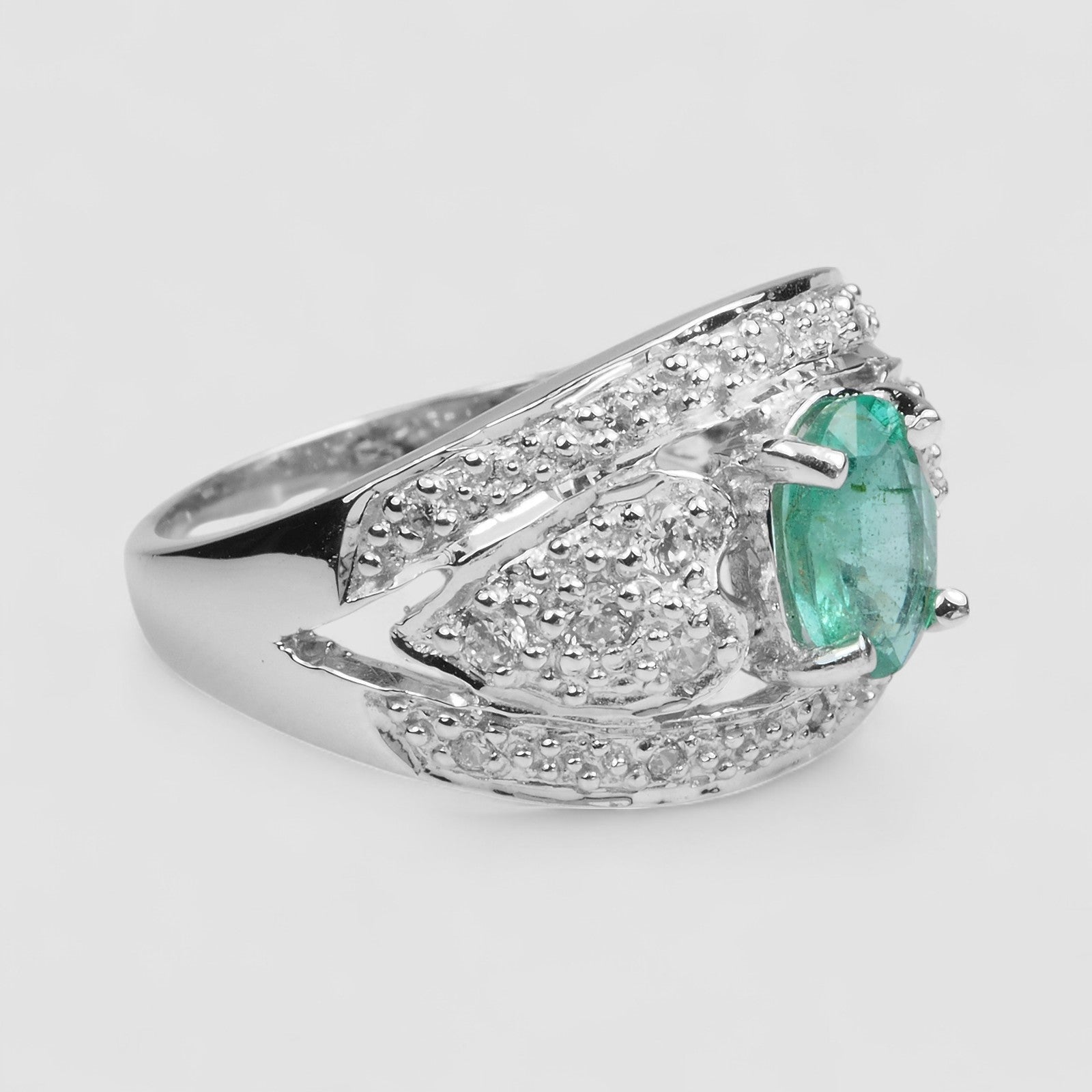 Natural Green Emerald 925 Sterling Silver Ring