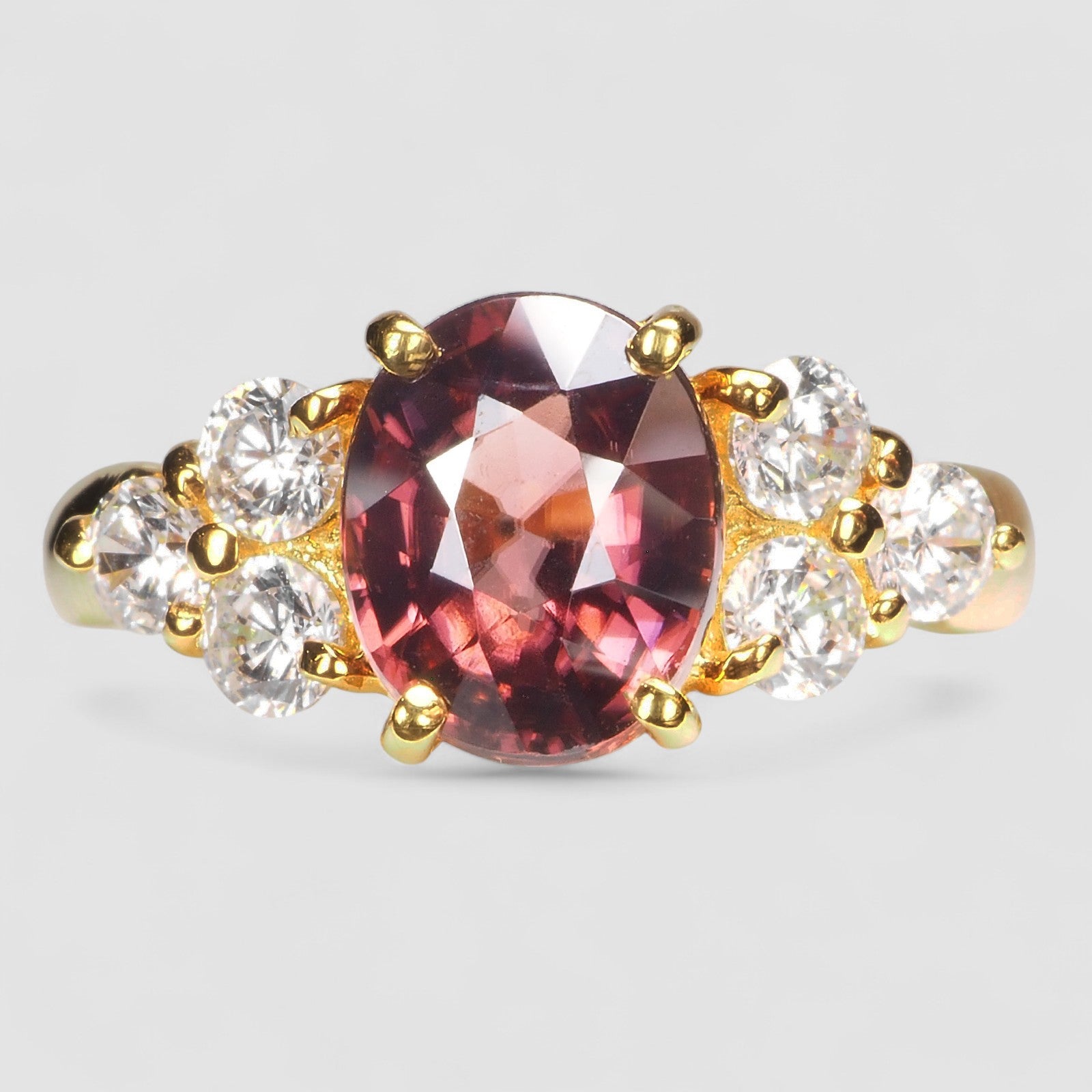 925 Silver Red Zircon Ring