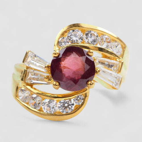 24K Gold 925 Sterling Silver Ring Red Spinel, All Occasion Everyday Ring, Free Resizing