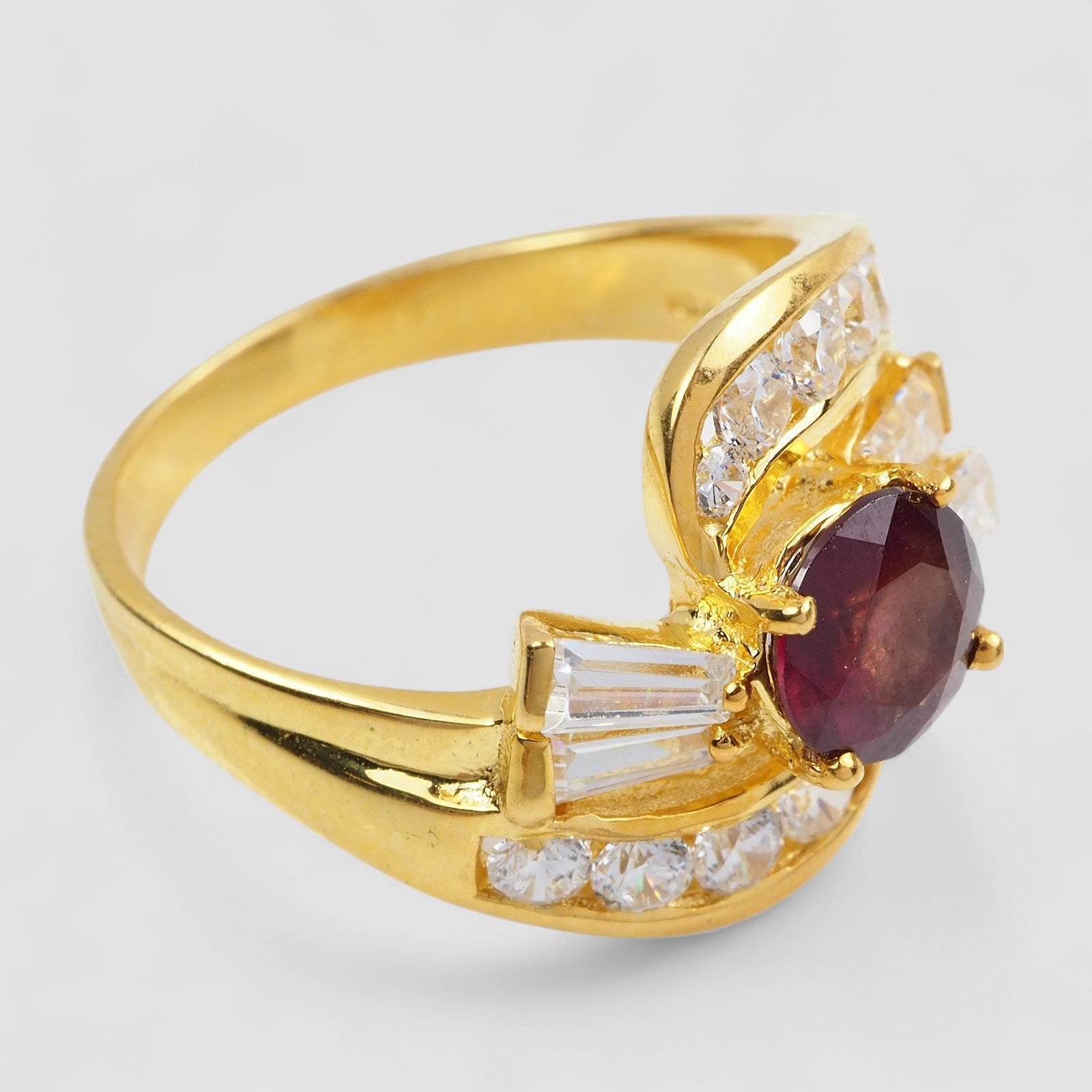 24K Gold 925 Sterling Silver Ring Red Spinel, All Occasion Everyday Ring, Free Resizing