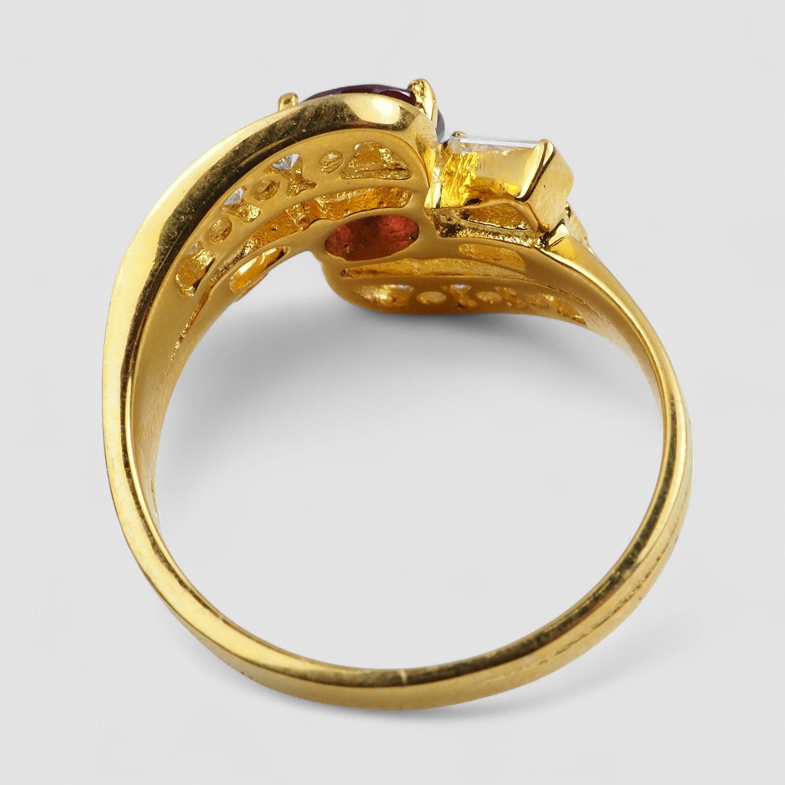 24K Gold 925 Sterling Silver Ring Red Spinel, All Occasion Everyday Ring, Free Resizing