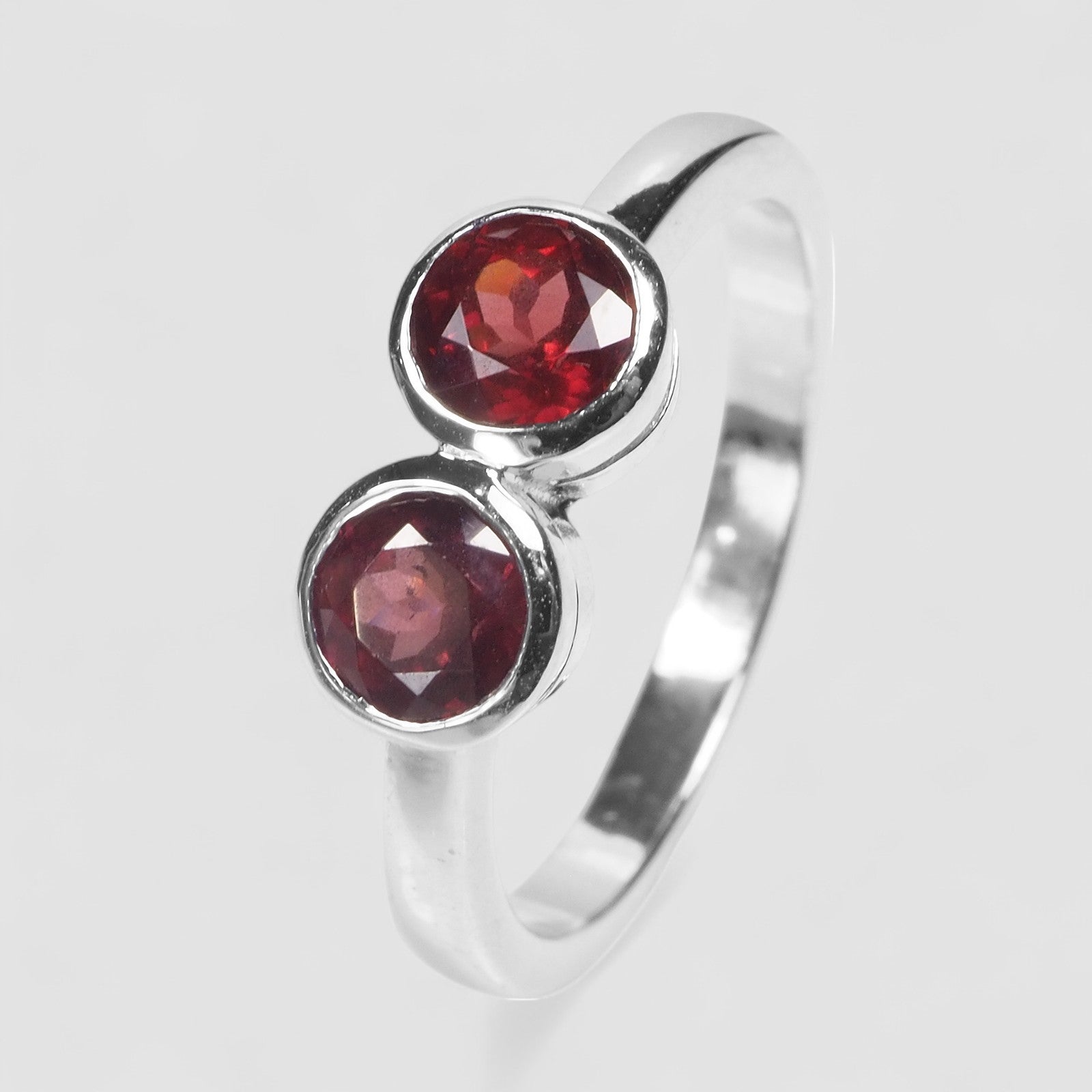 Double Stone Red Spinel 925 Sterling Silver Ring