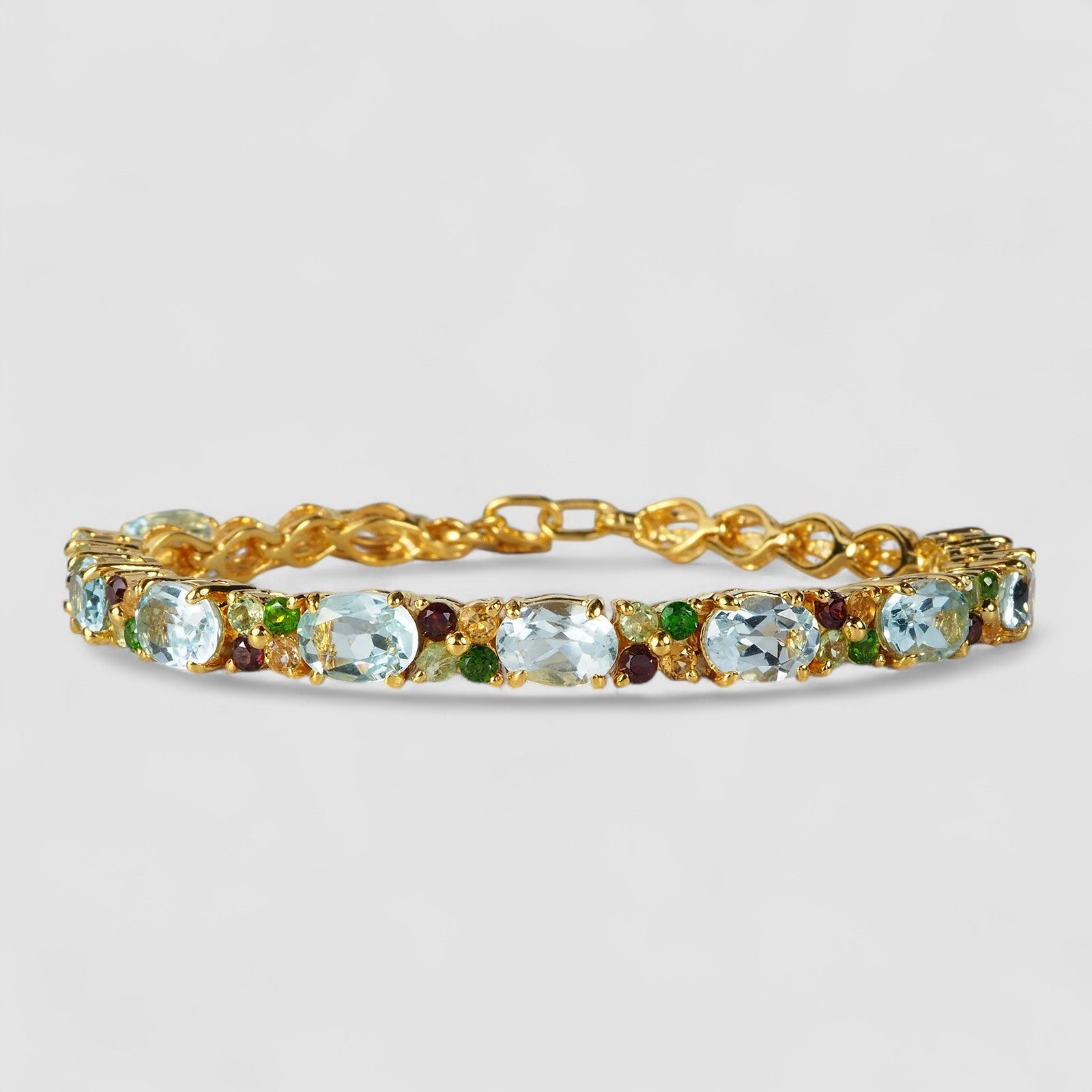 Blue Aquamarine 925 Sterling Silver 24K Gold Bracelets, Dainty Minimalist Everyday Bracelets