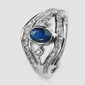 925 Sterling Silver Bezel Ring Blue Sapphire