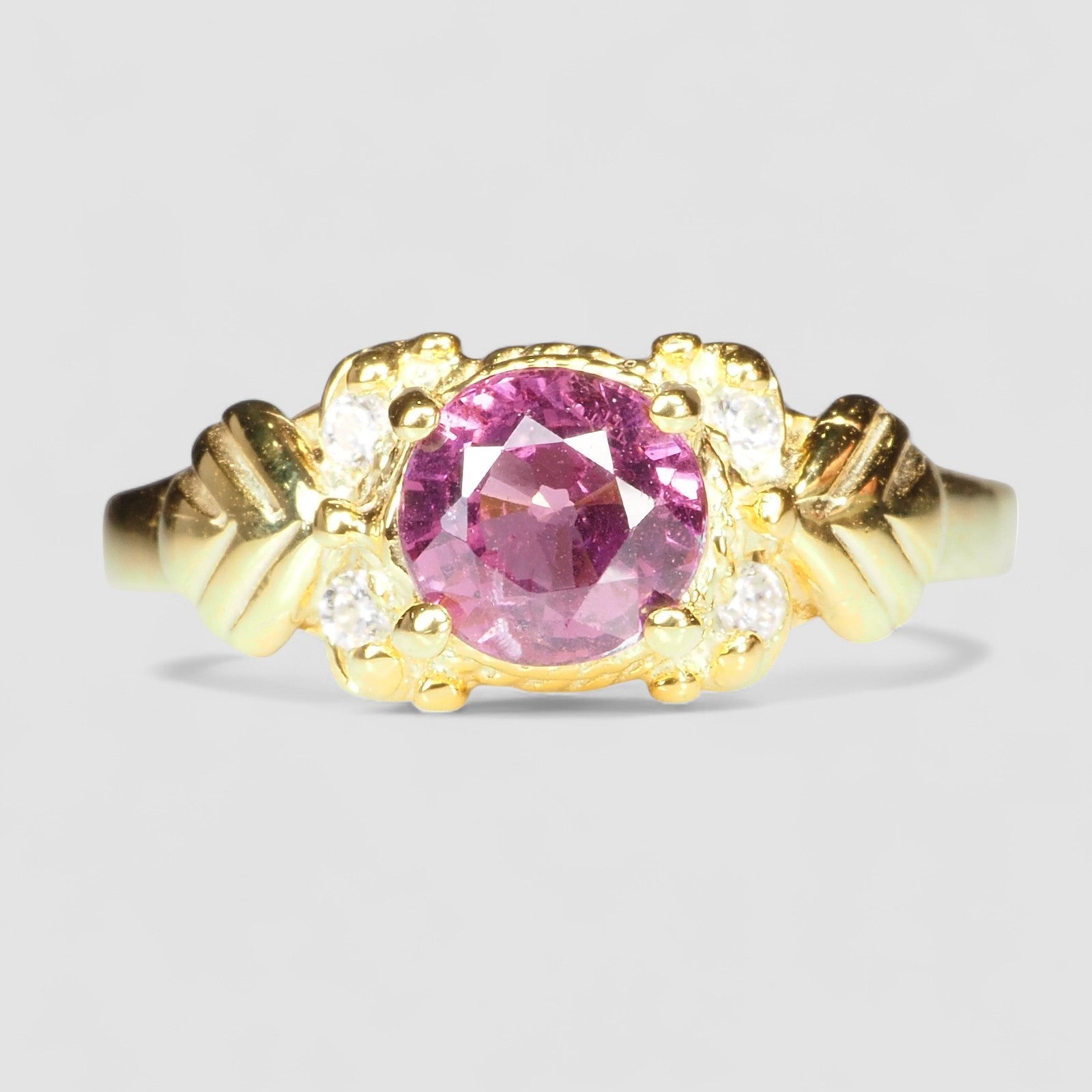 24K GOLD 925 STERLING SILVER RINGS PINK RHODOLITE