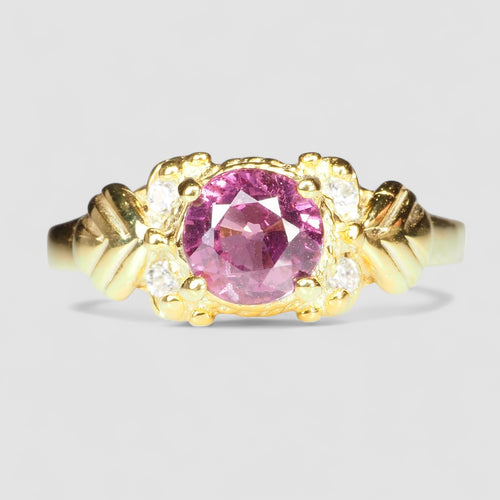 24K GOLD 925 STERLING SILVER RINGS PINK RHODOLITE