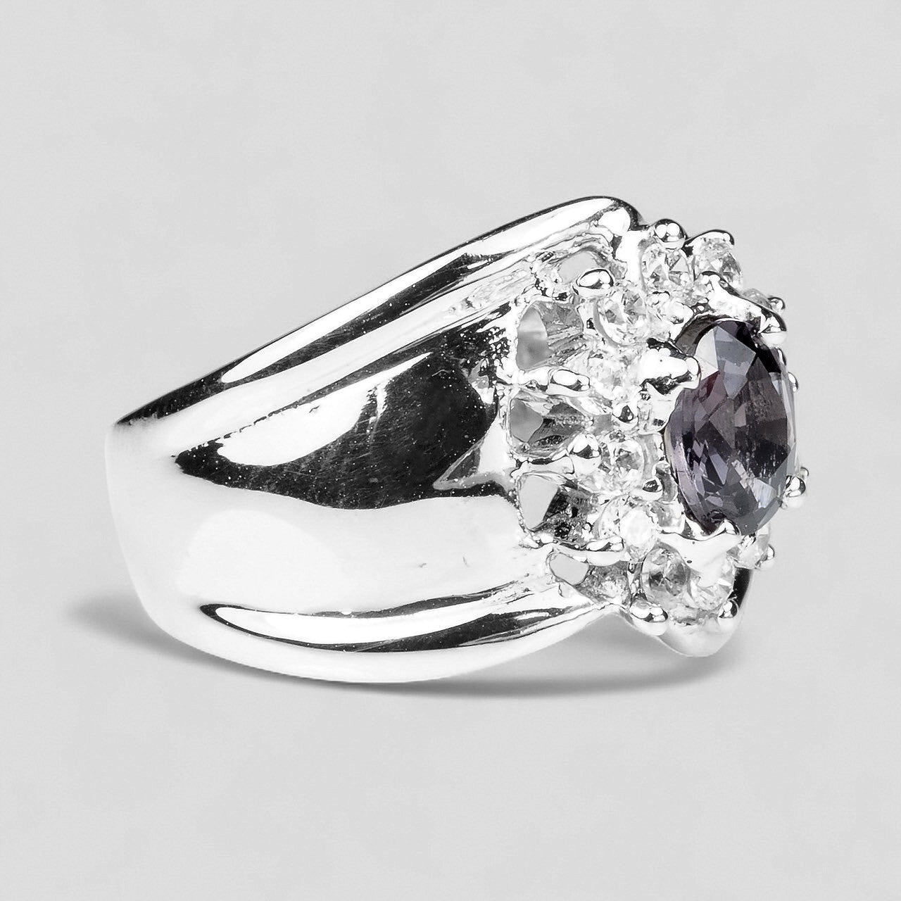 Grey Spinel 925 Sterling Silver Ring