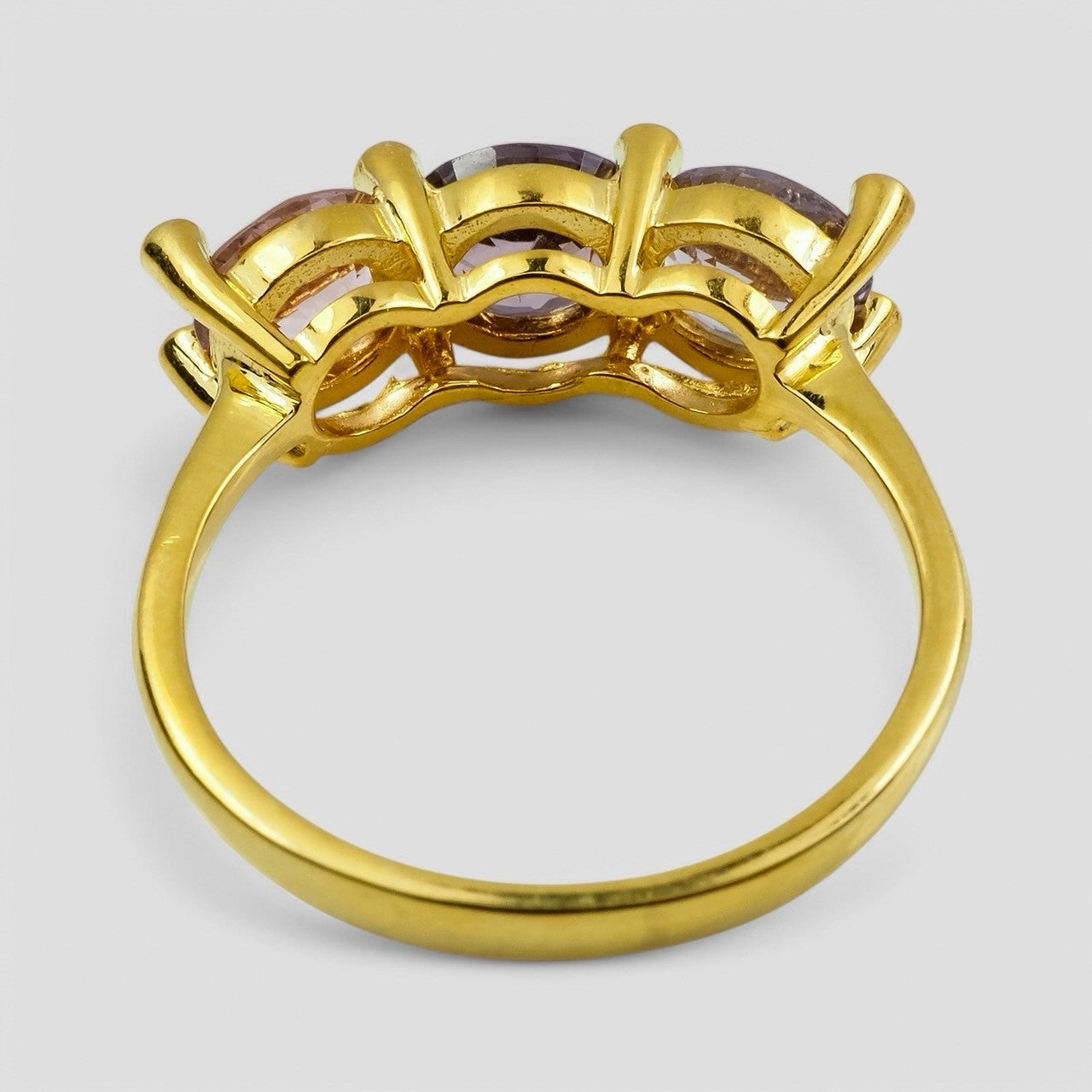 24k Yellow Gold Plated 925 Sterling Silver Ring Purple Spinel, Genuine Gemstone, Free Resizing