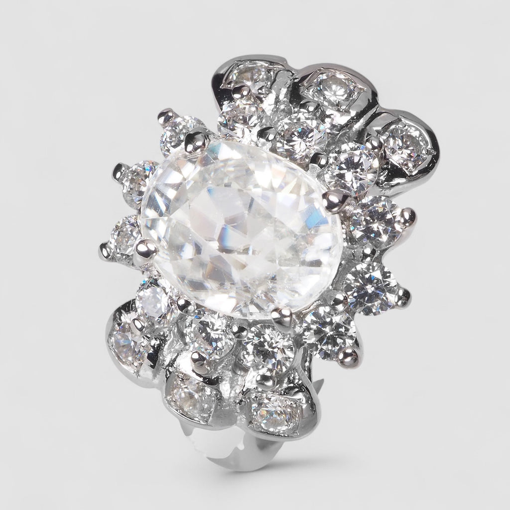 WHITE ZIRCON HANDMADE FINISH FINE RING