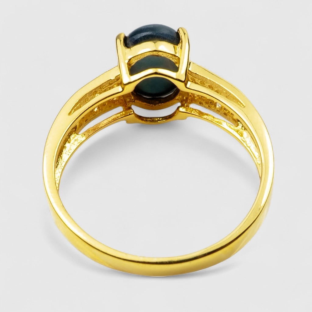 BLUE STAR SAPPHIRE 925 STERLING SILVER 24K GOLD RINGS