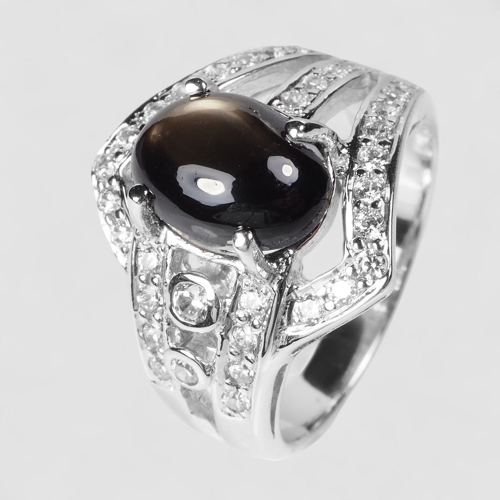 THAILAND BLACK STAR SAPPHIRE 925 STERLING SILVER RING