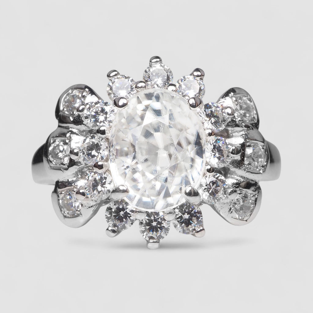 WHITE ZIRCON HANDMADE FINISH FINE RING