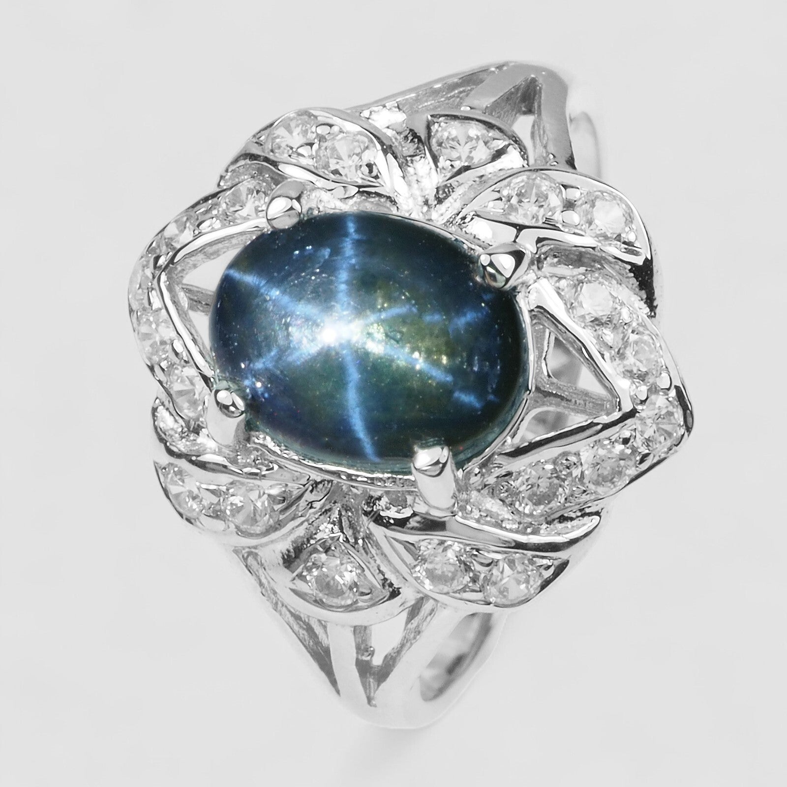 THAILAND 6-RAY BLUE STAR SAPPHIRE 925 STERLING SILVER RINGS