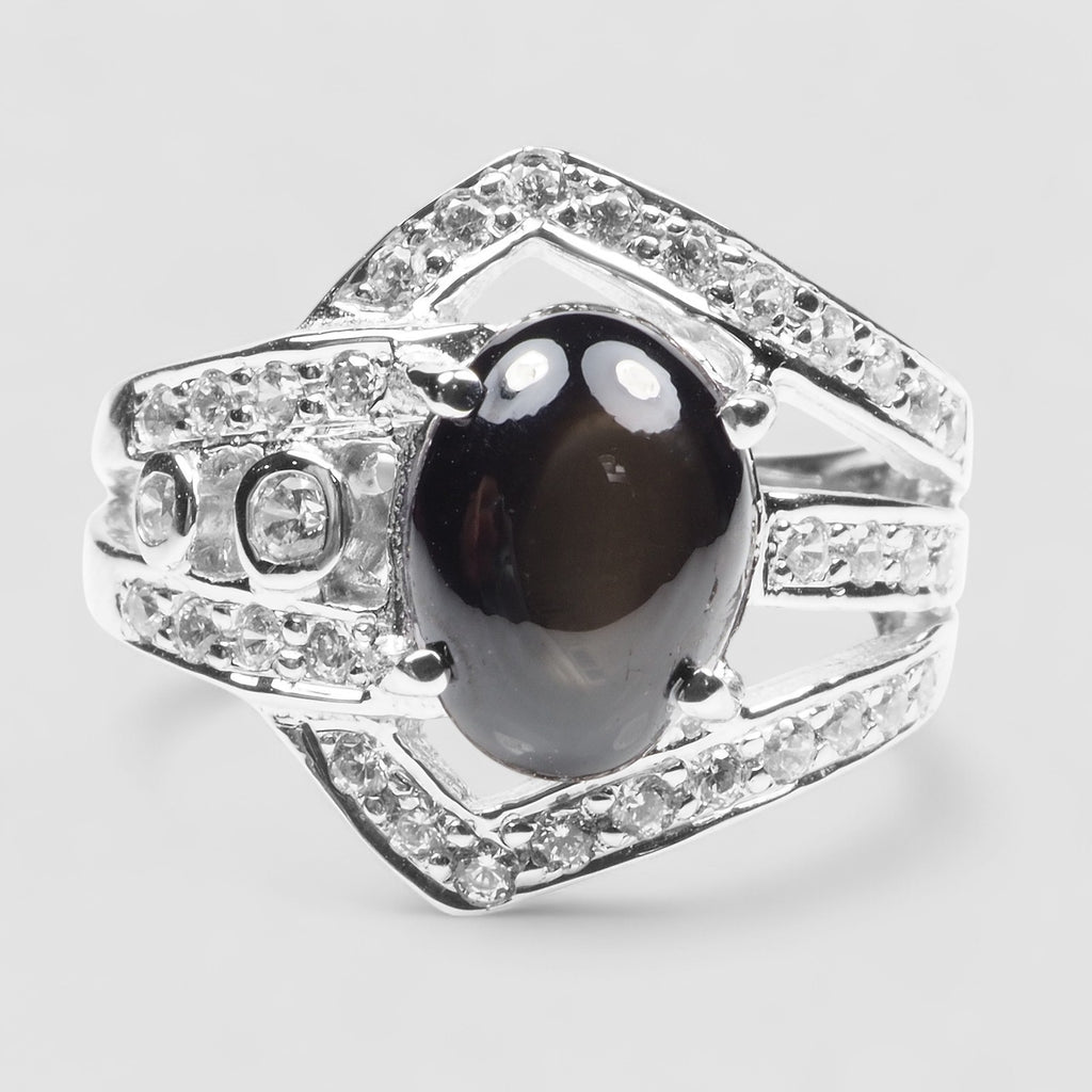 THAILAND BLACK STAR SAPPHIRE 925 STERLING SILVER RING