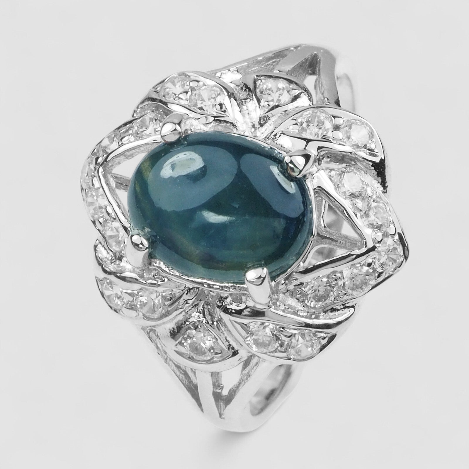 THAILAND 6-RAY BLUE STAR SAPPHIRE 925 STERLING SILVER RINGS