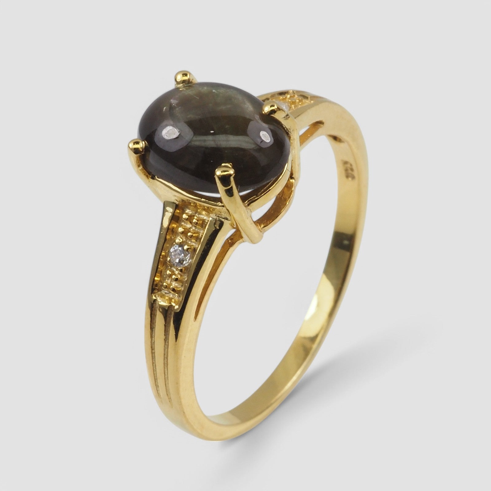 Black Star Sapphire 925 Sterling Silver Ring, Natural Gemstone, Minimalist Ring, Free Resizing