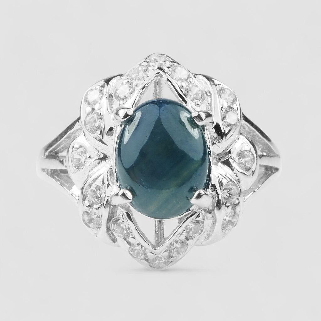 THAILAND 6-RAY BLUE STAR SAPPHIRE 925 STERLING SILVER RINGS