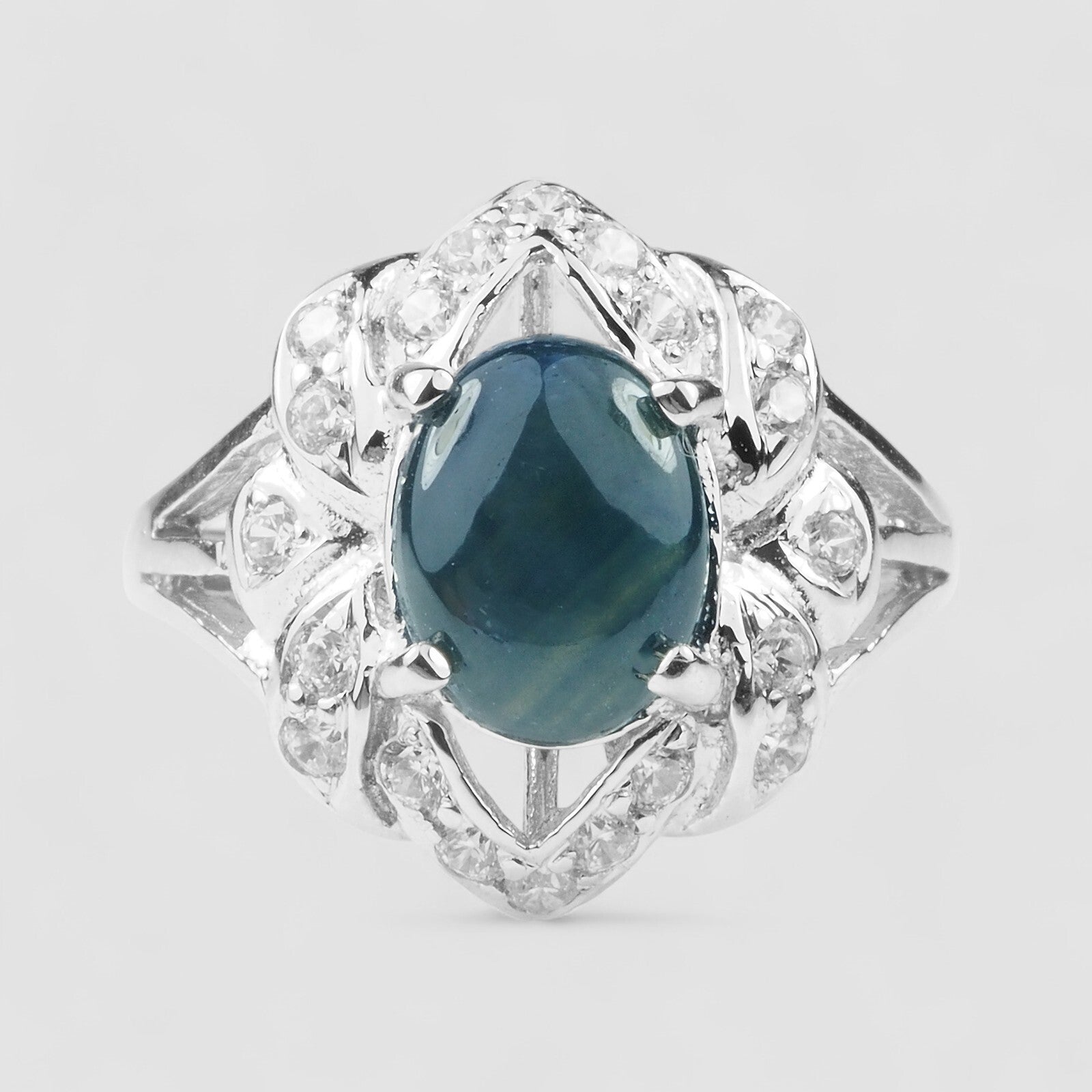 THAILAND 6-RAY BLUE STAR SAPPHIRE 925 STERLING SILVER RINGS