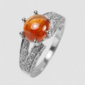 WHITE GOLD 925 STERLING SILVER RINGS ORANGE SPESSARTITE