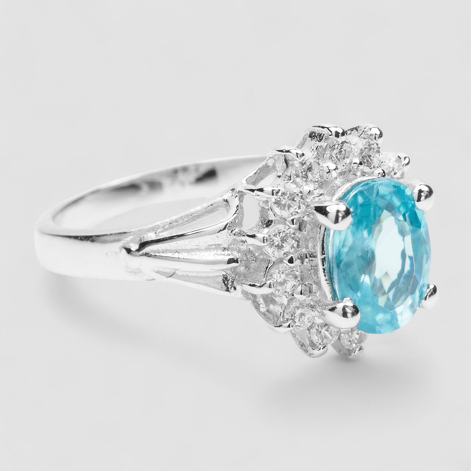 Blue Zircon 925 Sterling Silver Ring