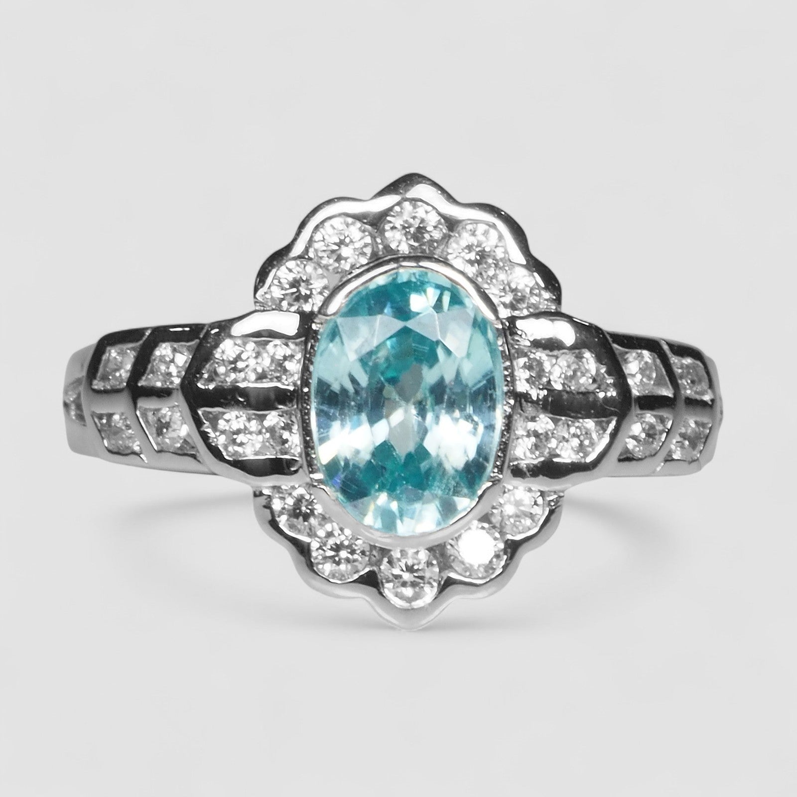 Blue Zircon 925 Sterling Silver Ring