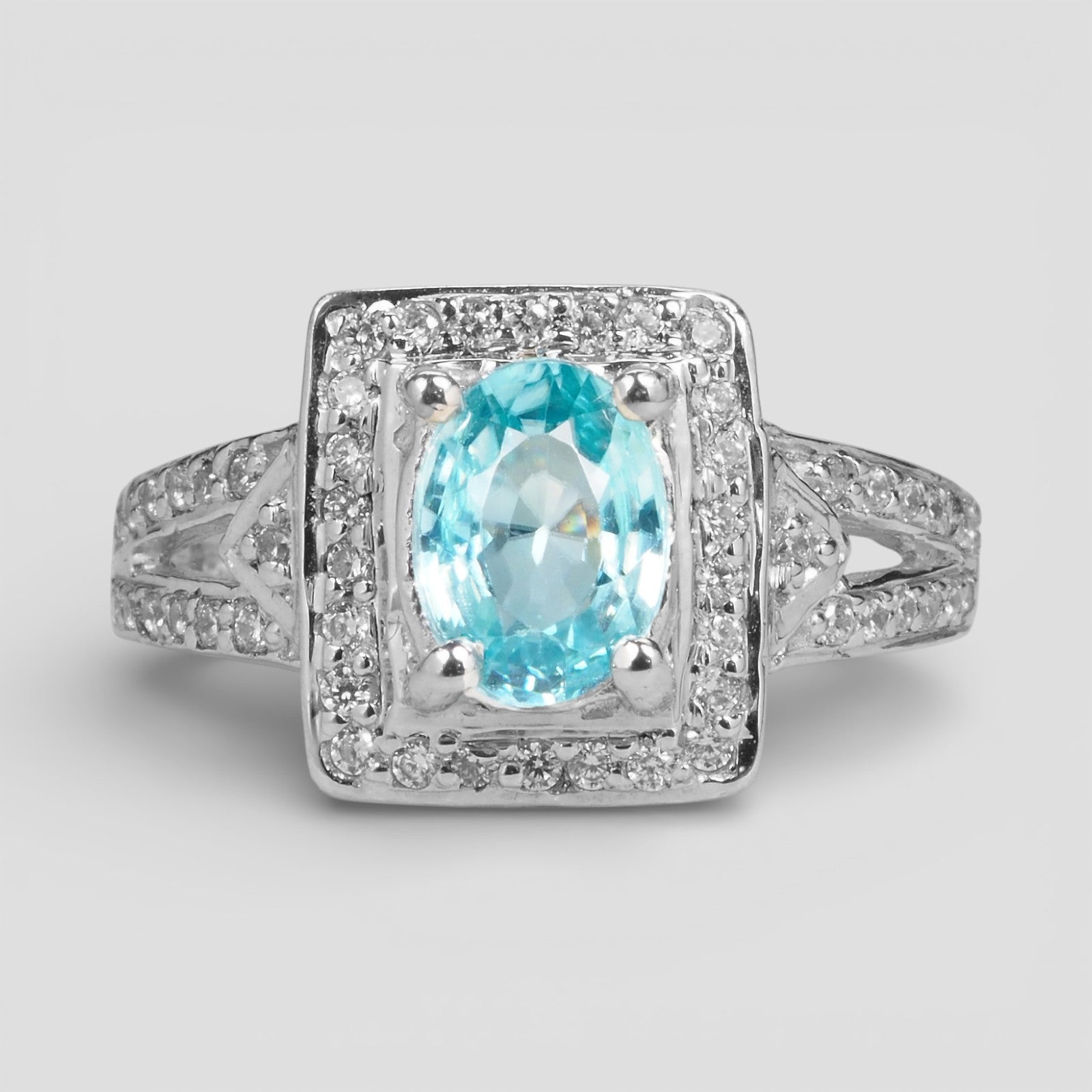 Blue Zircon 925 Sterling Silver Ring